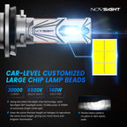 2X H11 H8 H9 LED Headlight Bulbs 6500K 30000LM 140W Canbus