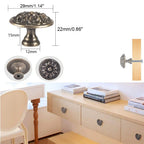 Set of 6 Antique Bronze Flower Door Handles for Kitchen Cabinets