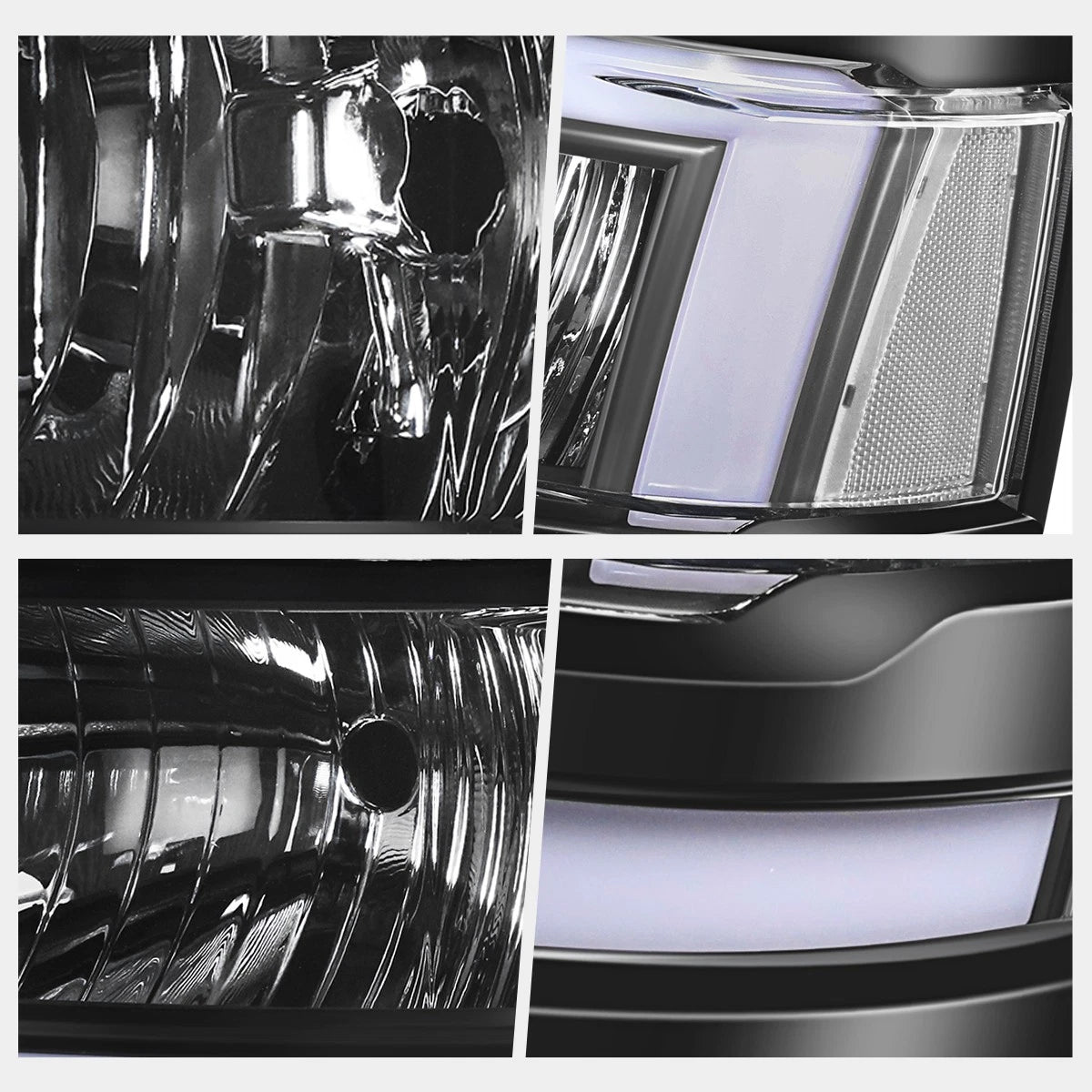 Square LED DRL Sequential Turn Headlights for Silverado 1500 (2014–2015)