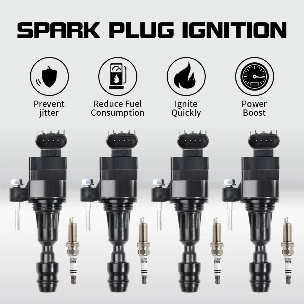 Set of 4 Ignition Coils & 4 Spark Plugs for Chevy Equinox Buick Regal Saturn GMC 2.4L UF491