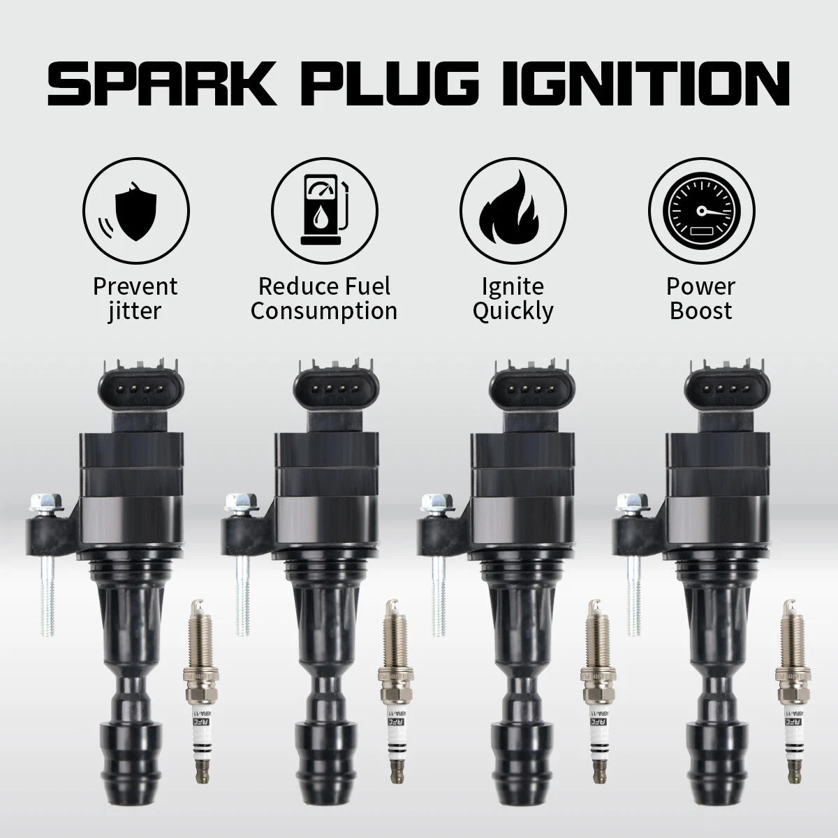 Set of 4 Ignition Coils & 4 Spark Plugs for Chevy Equinox Buick Regal Saturn GMC 2.4L UF491