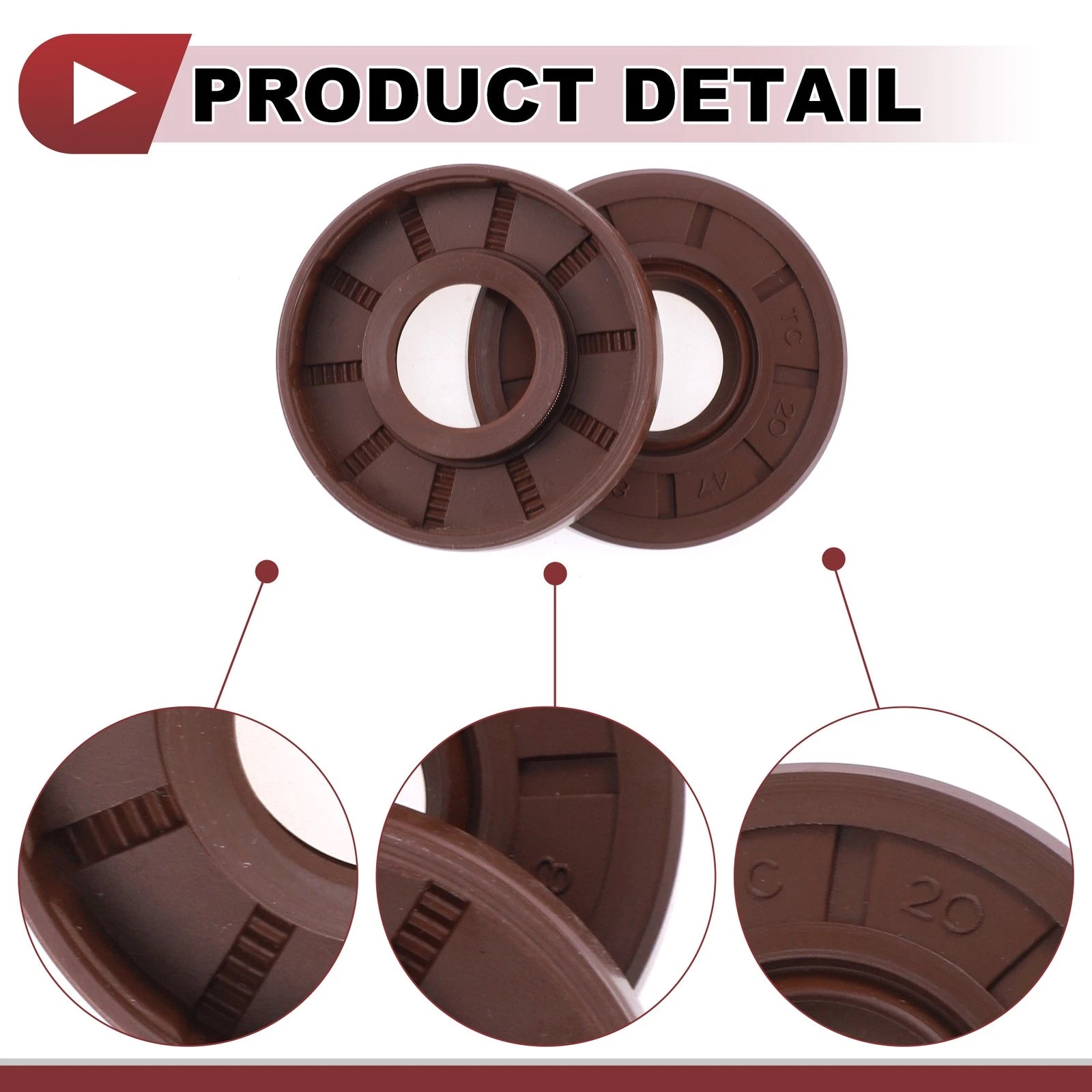 Set of 2 Oil Seal Rotary Shaft Seal FKM Rubber 20x47x8mm for Various Models
