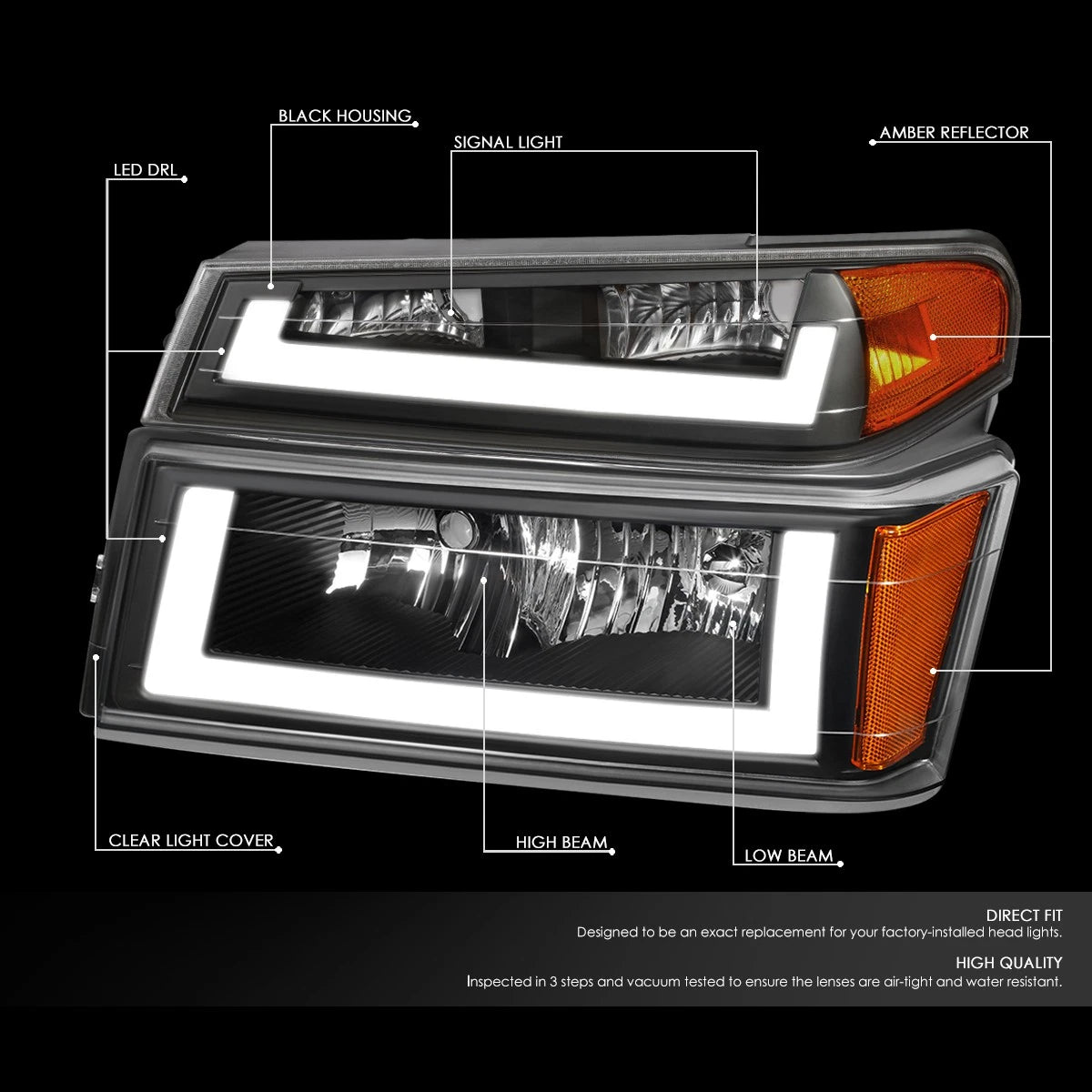 LED DRL Tube Headlight Bumper Lamp for Colorado Canyon (2004–2012)
