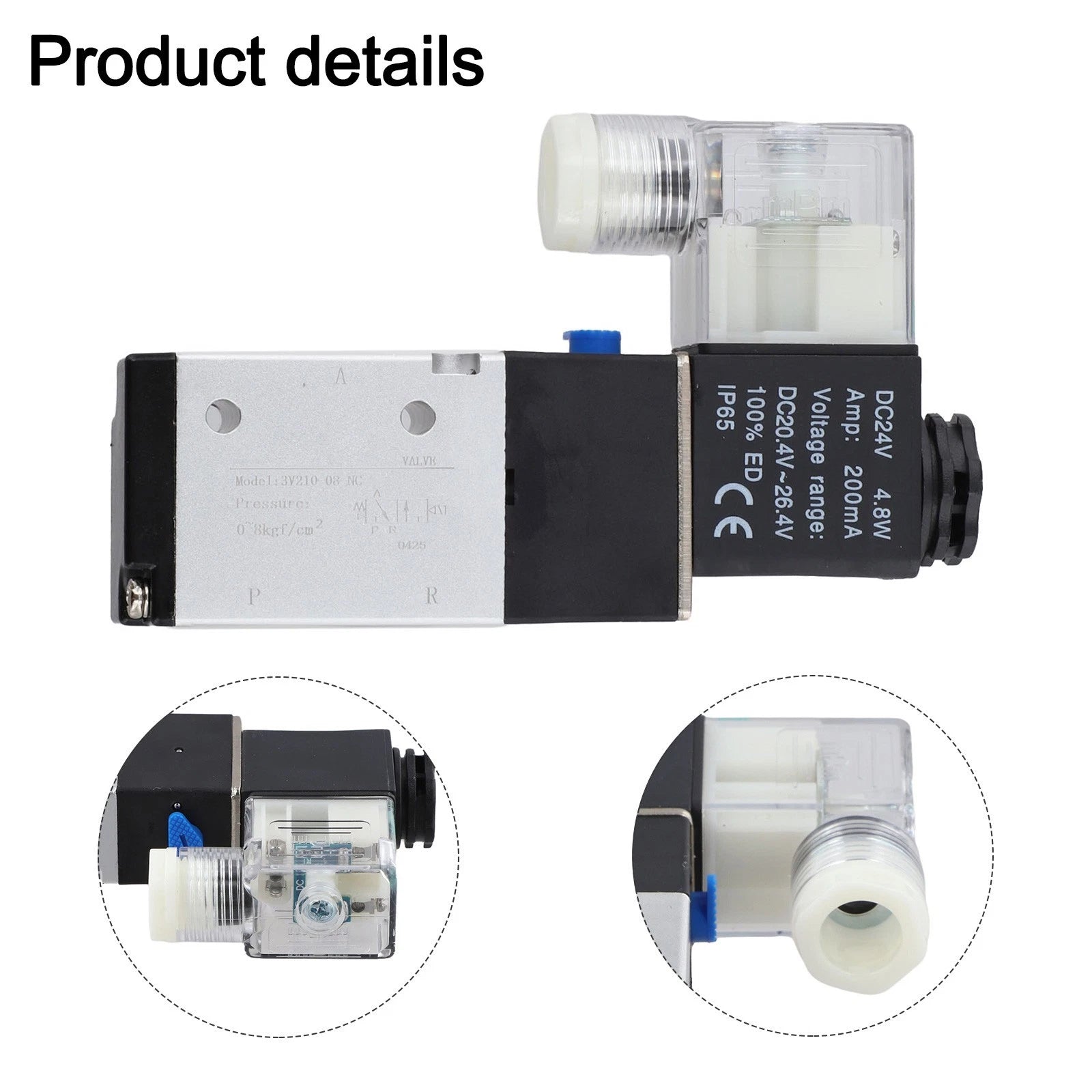 3-Way 2-Position Solenoid Valve for DC24V Pneumatic Systems (BSPT 1/4")