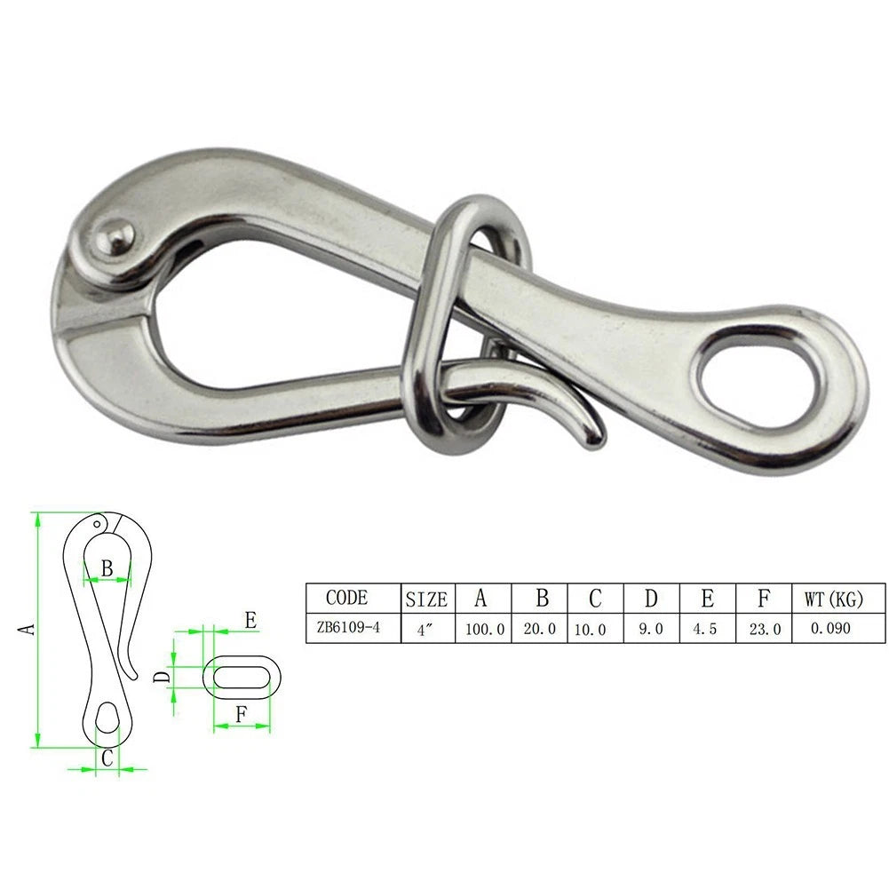 100mm Pelican Hook for Quick Release Stainless Steel (Marine Use)