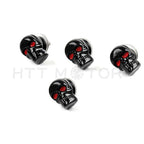 Set of 4 Skull Black Motorcycle License Plate Frame Bolts Screws Red Eye