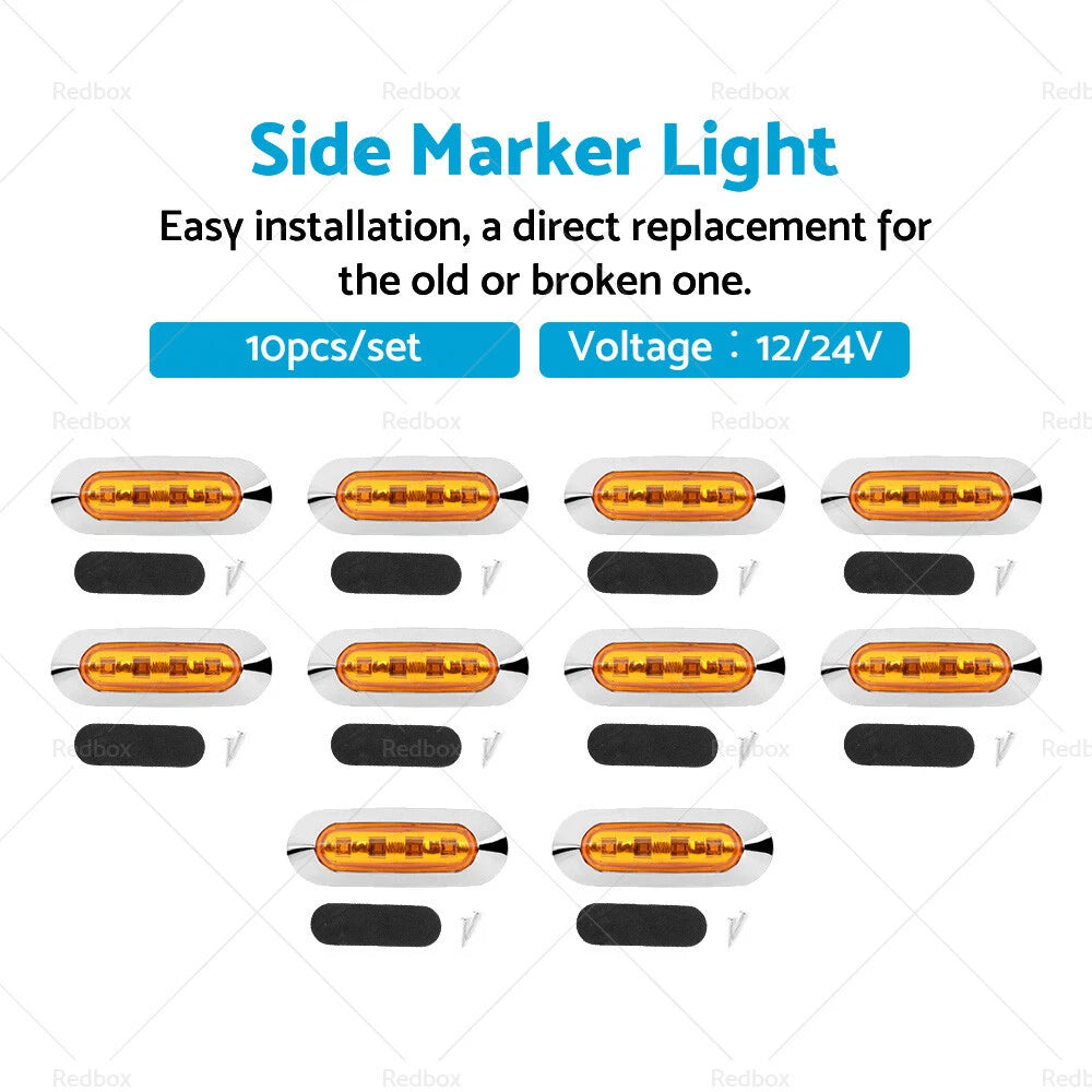 10x LED Clearance Light Side Marker for Truck Trailer Lorry