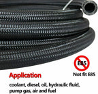 20FT Stainless Steel Braided Oil Fuel Hose Line AN6 Fitting for Universal