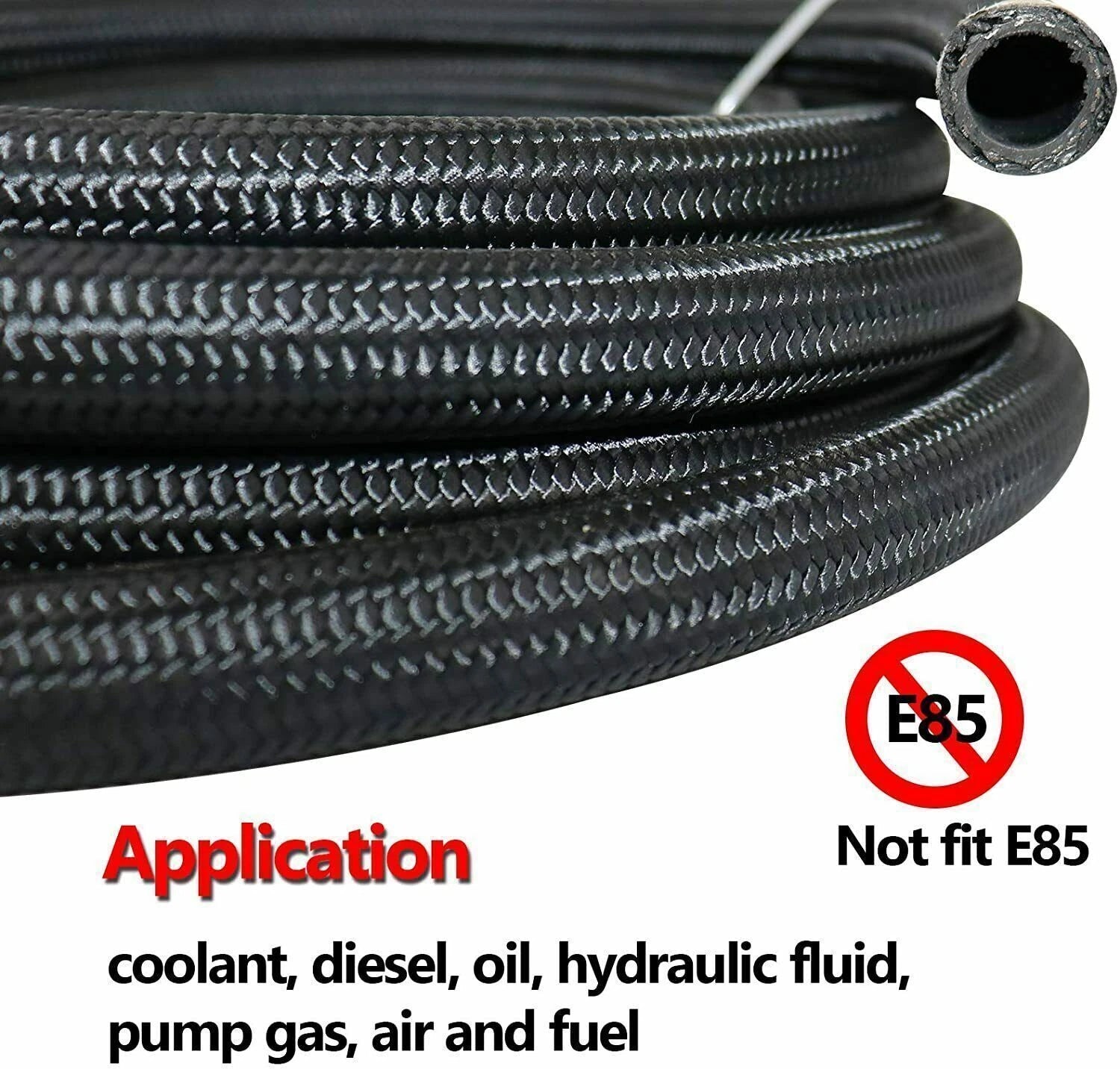 20FT Stainless Steel Braided Oil Fuel Hose Line AN6 Fitting for Universal