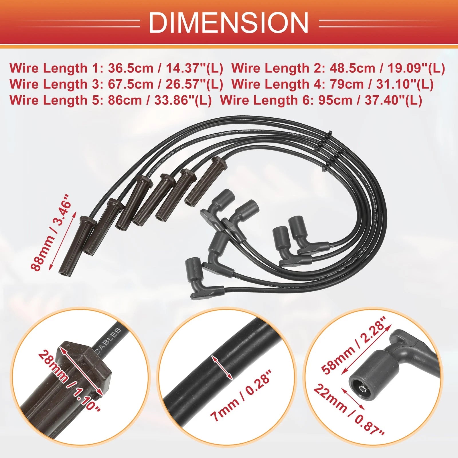 6X Spark Plug Wire Ignition Coil Cable No.12635741 for Buick Lucerne (2006–2011)