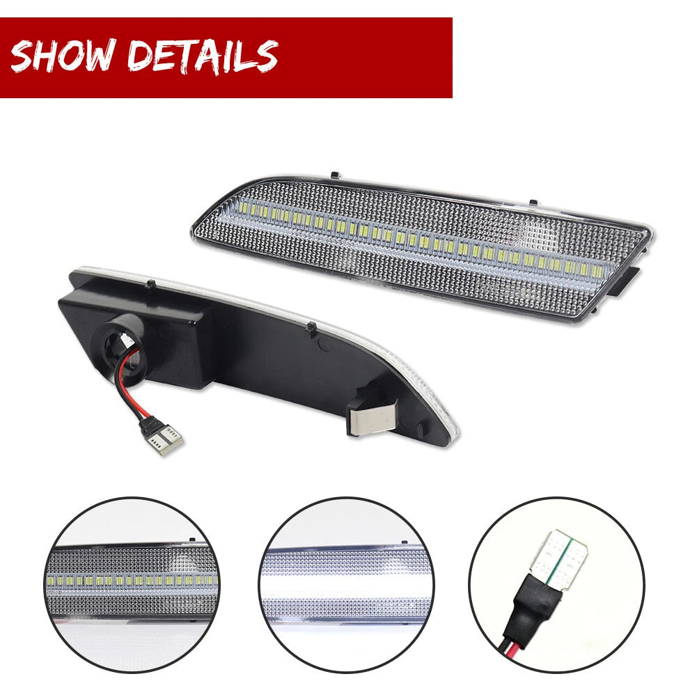 Full White LED Clear Front Side Marker Lights for Chrysler Crossfire (2004–2008)