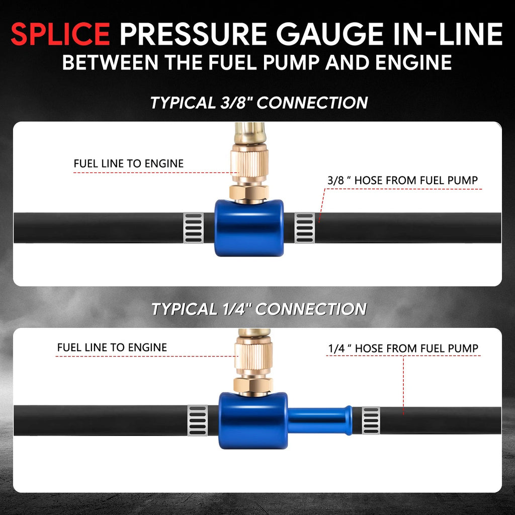 21 Pcs Fuel Pressure Test Kit Dual Scale Gauge for Car SUV Truck