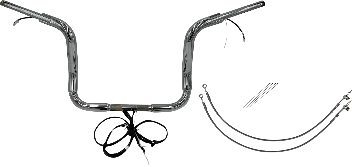 1-1/2" Round Top Handlebar Kit for Harley Davidson (EZ Install, 12", Chrome)