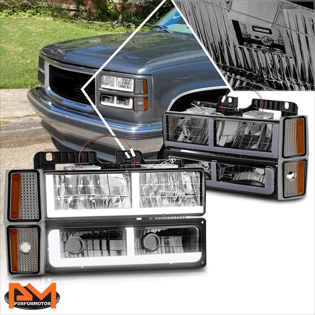 F-Shape LED DRL Headlights for Chevy C/K 1500-3500 Suburban (1988–1993)