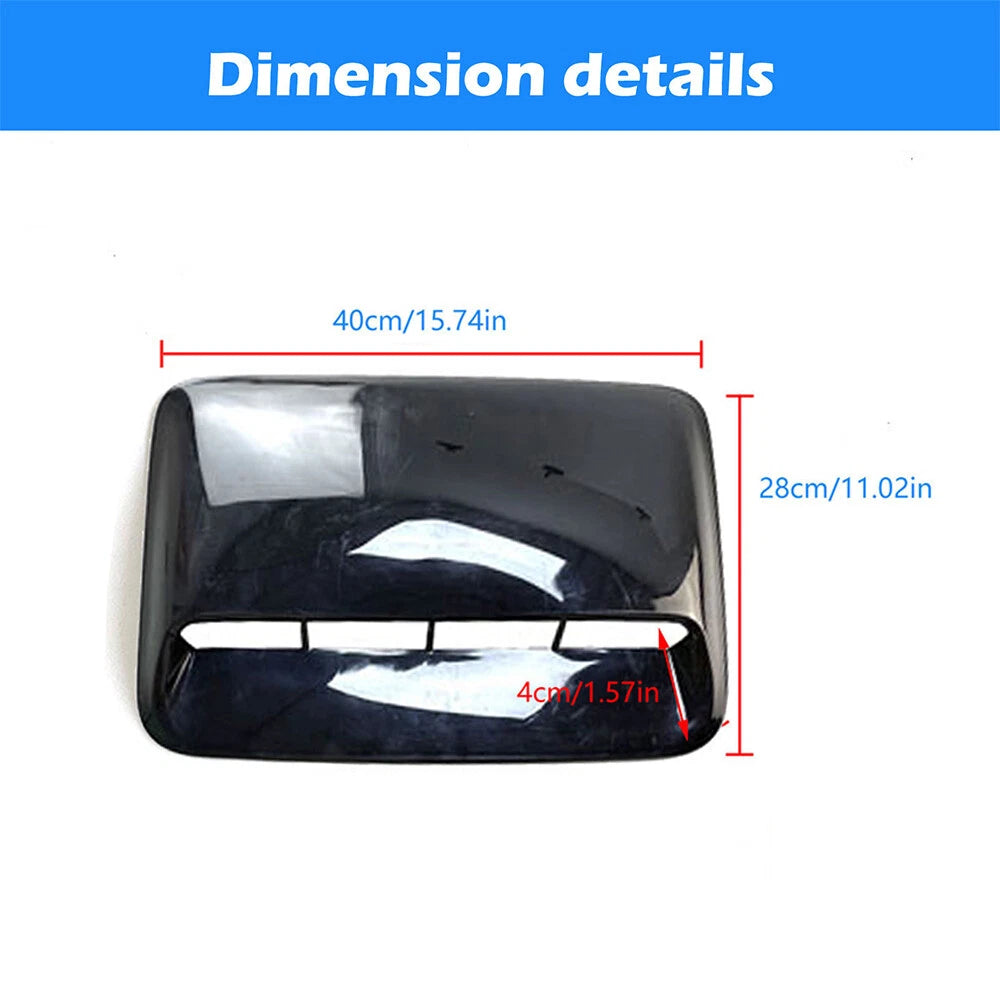 Gloss Black Air Flow Intake Tape-On Bonnet Hood Scoop Vent Cover
