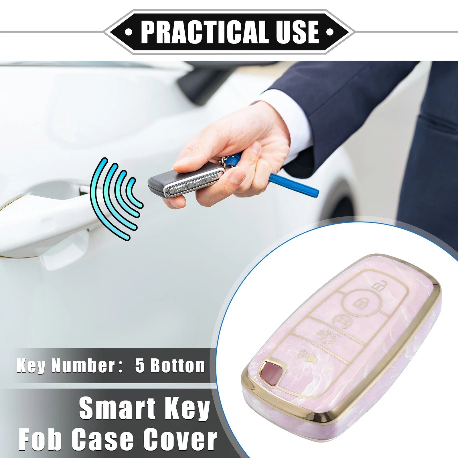 Key Fob Cover for Ford Smart Key 5 Button (Compatible)