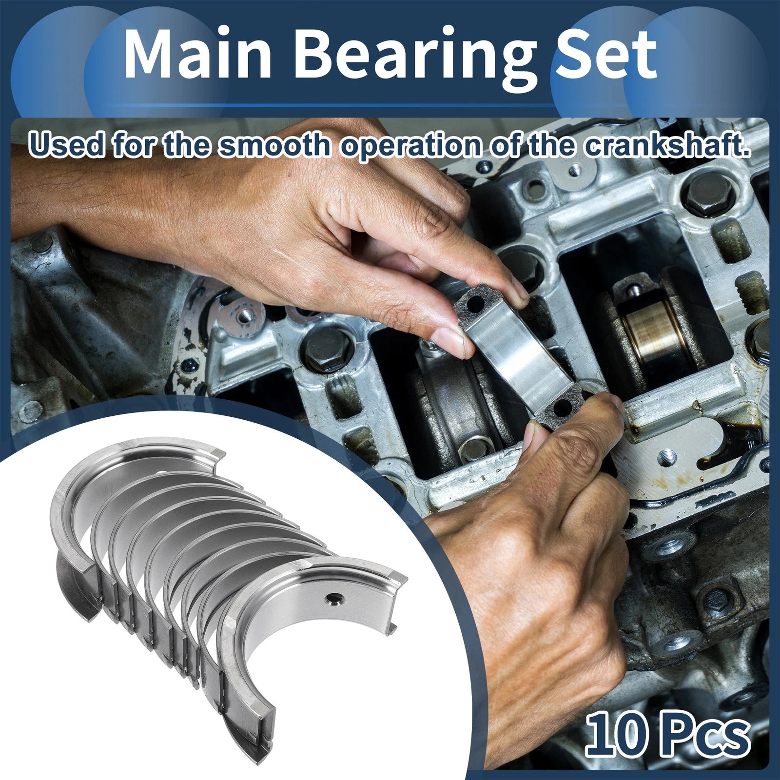 Main Bearing Set No.MD973121 for Mitsubishi L200 (1986–1995) 10 Pcs