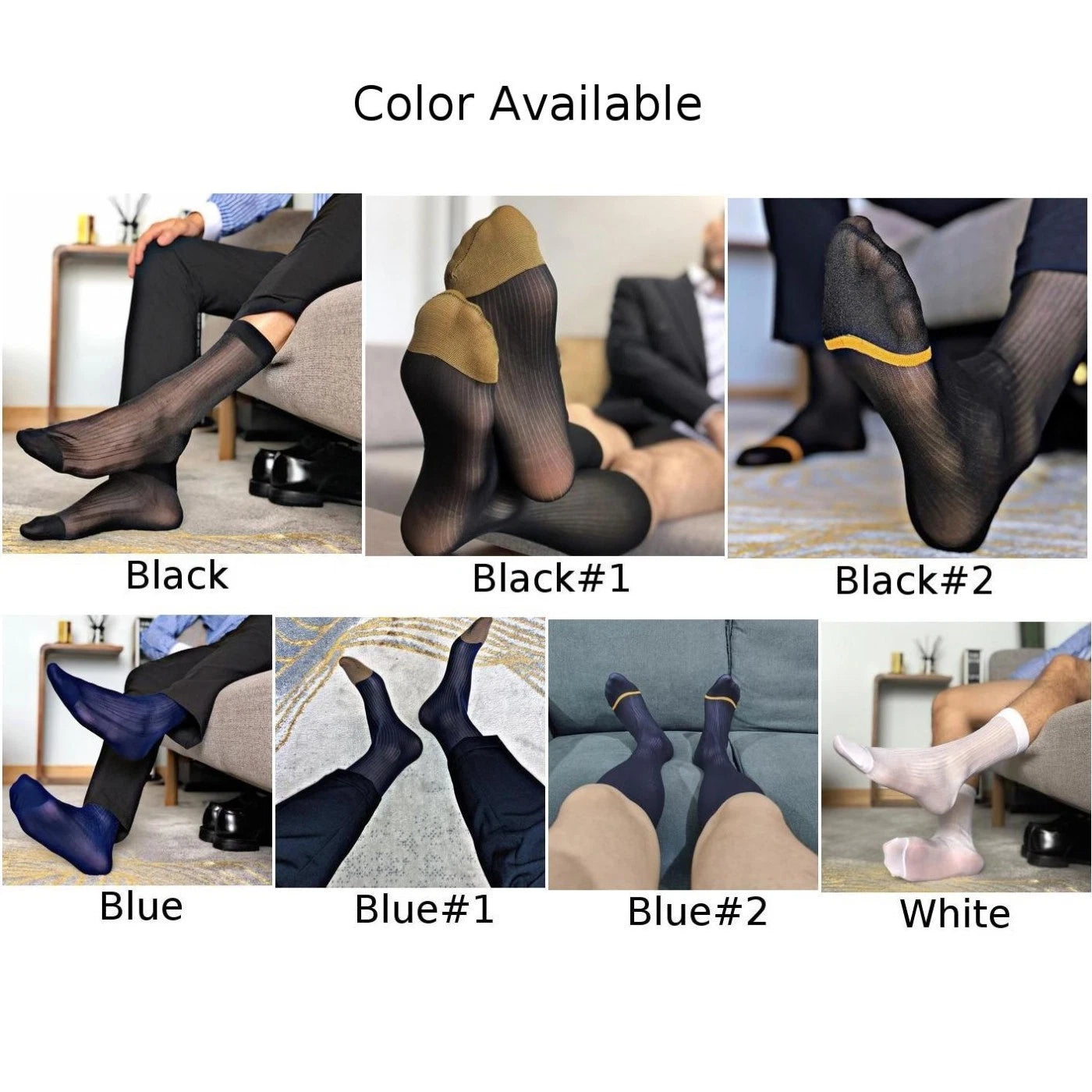 Set of 4 Sheer Stripe Socks for Men - Breathable Office Stockings
