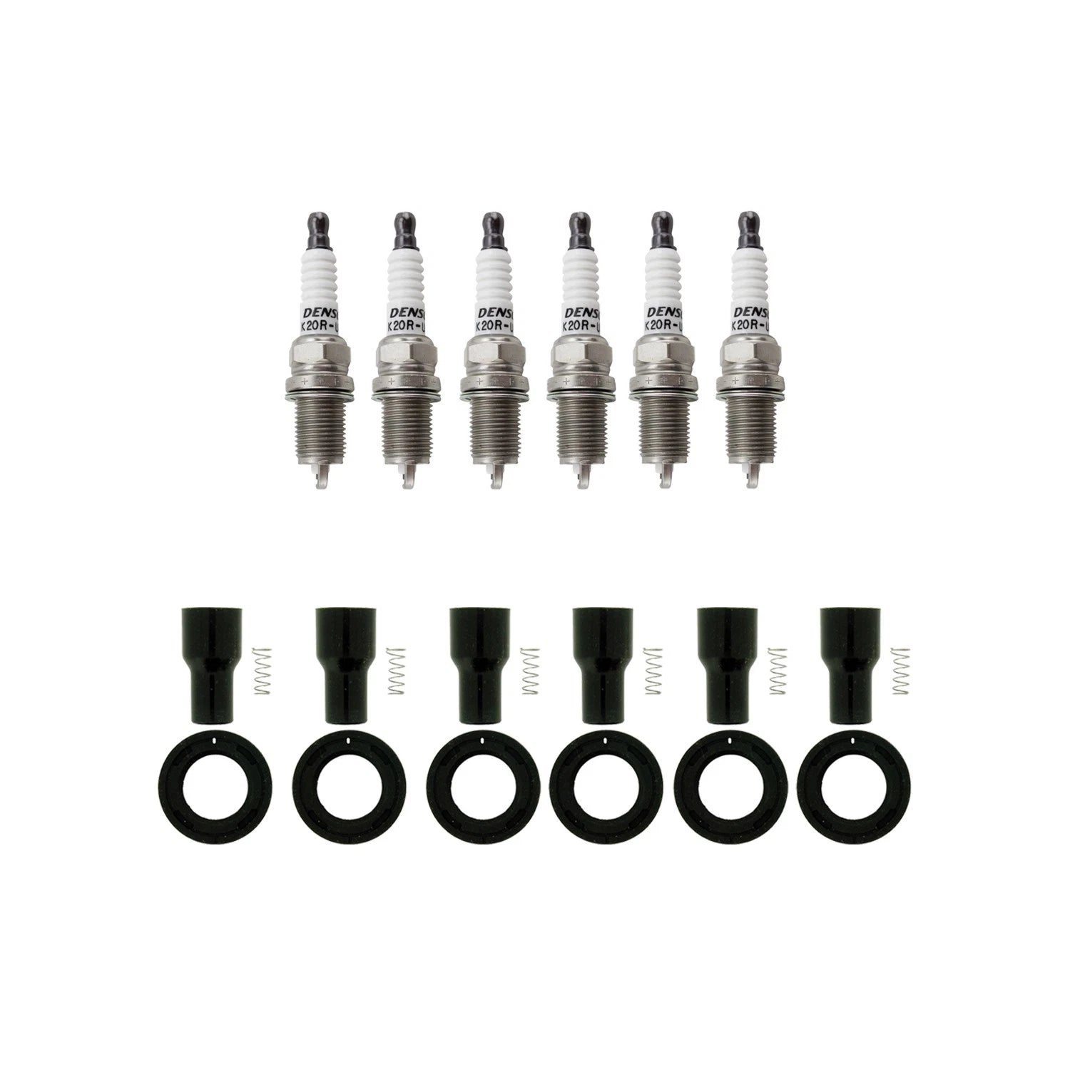 Set of 6 Denso U-Groove Spark Plugs & NGK Coil Boots for Avalon Camry RX300 (1995–2006)