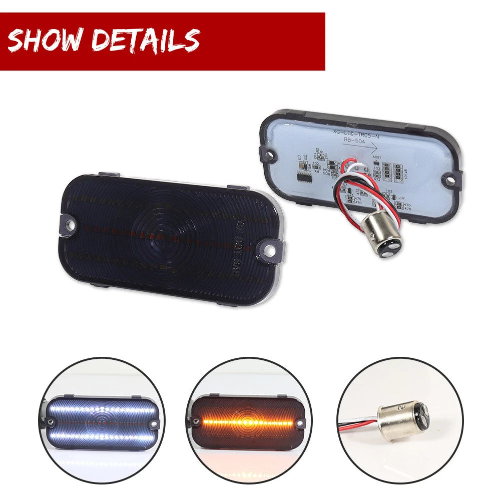 2X Smoked Switchback LED Parking Signal Lights for Ford Bronco (1966–1968)