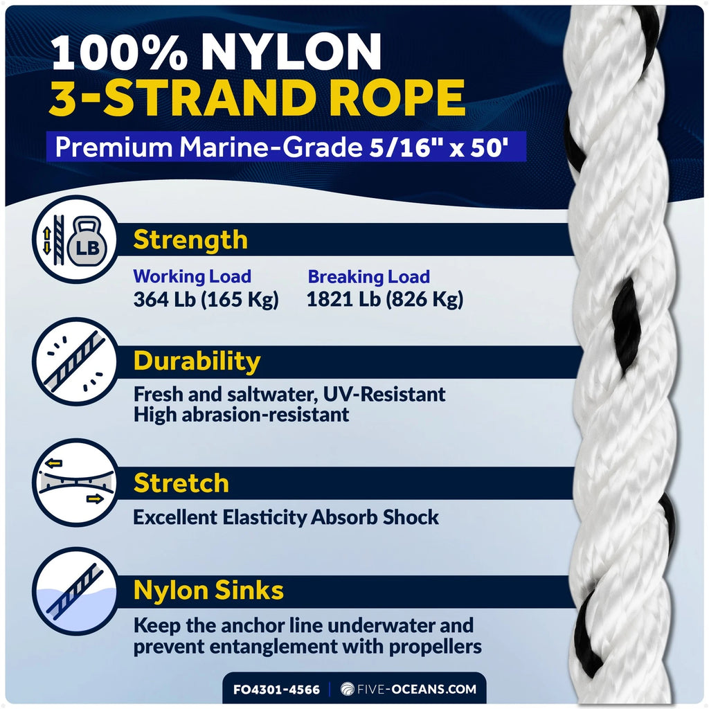 12 Lb River Boat Anchor Kit with 5/16"x50' Rope & Snap Hook