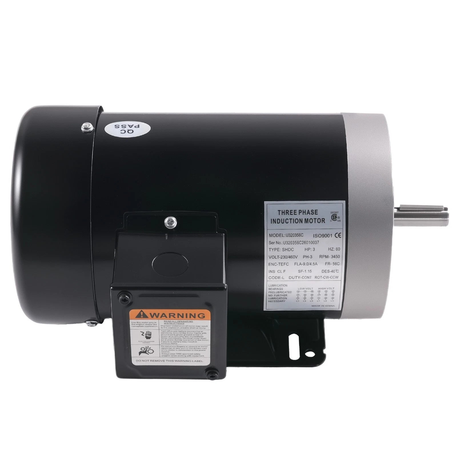 3 HP 3 Phase Electric Motor 230/460 Volt 56C Frame