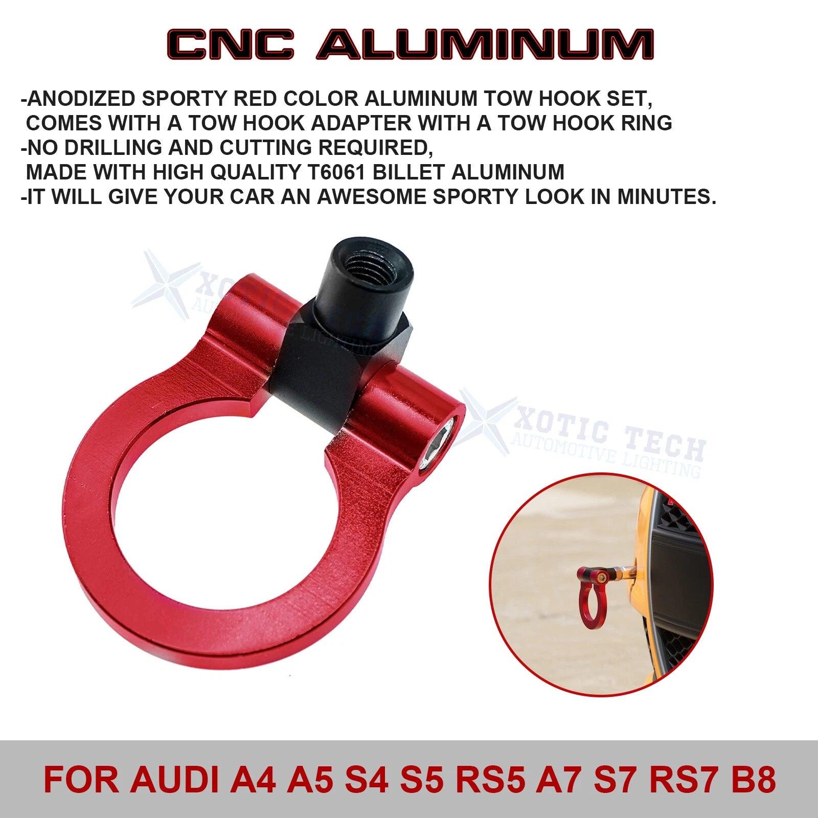 Anodized Red Track Racing Tow Hook for Audi A4 A5 A7 B8 RS7 S4 S5 (2009-2018)