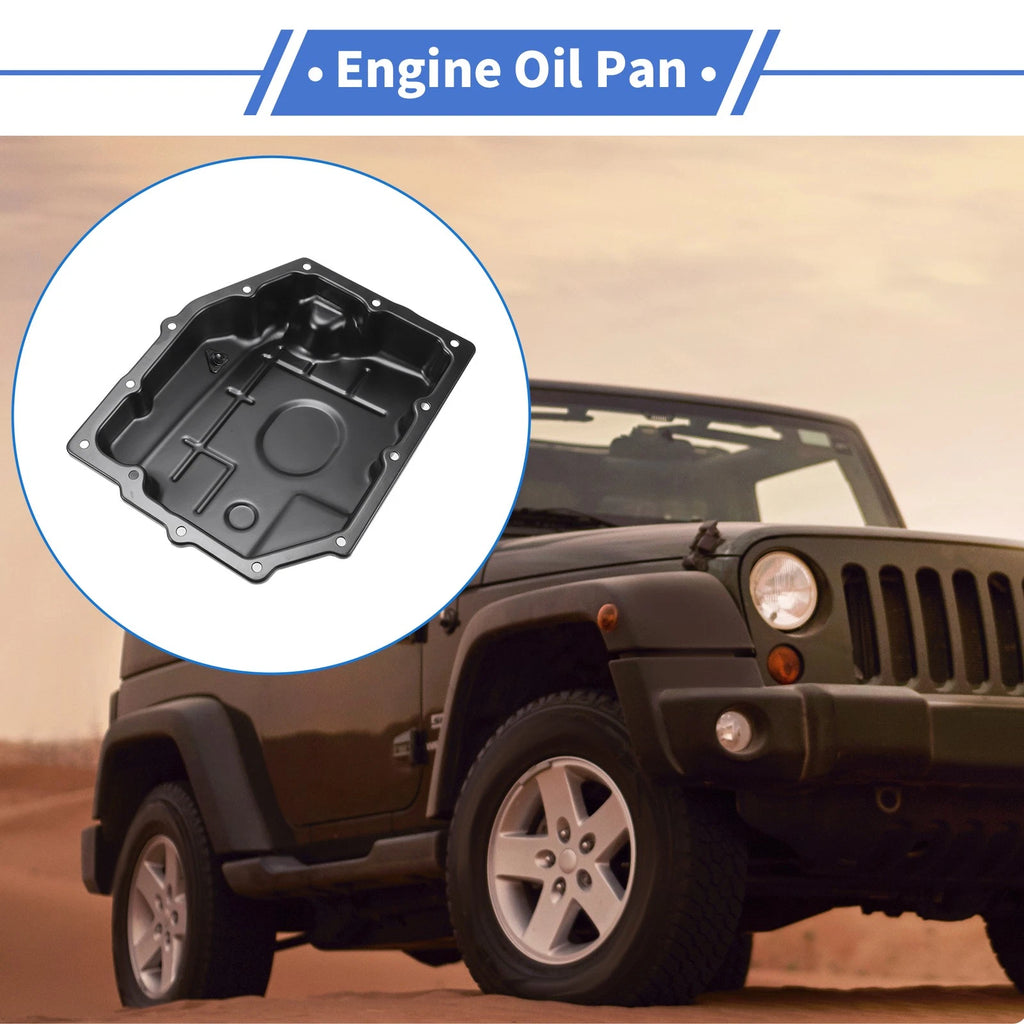 1 Pc Engine Oil Pan No.52852912AC for Jeep Wrangler (2003–2011) Iron Black