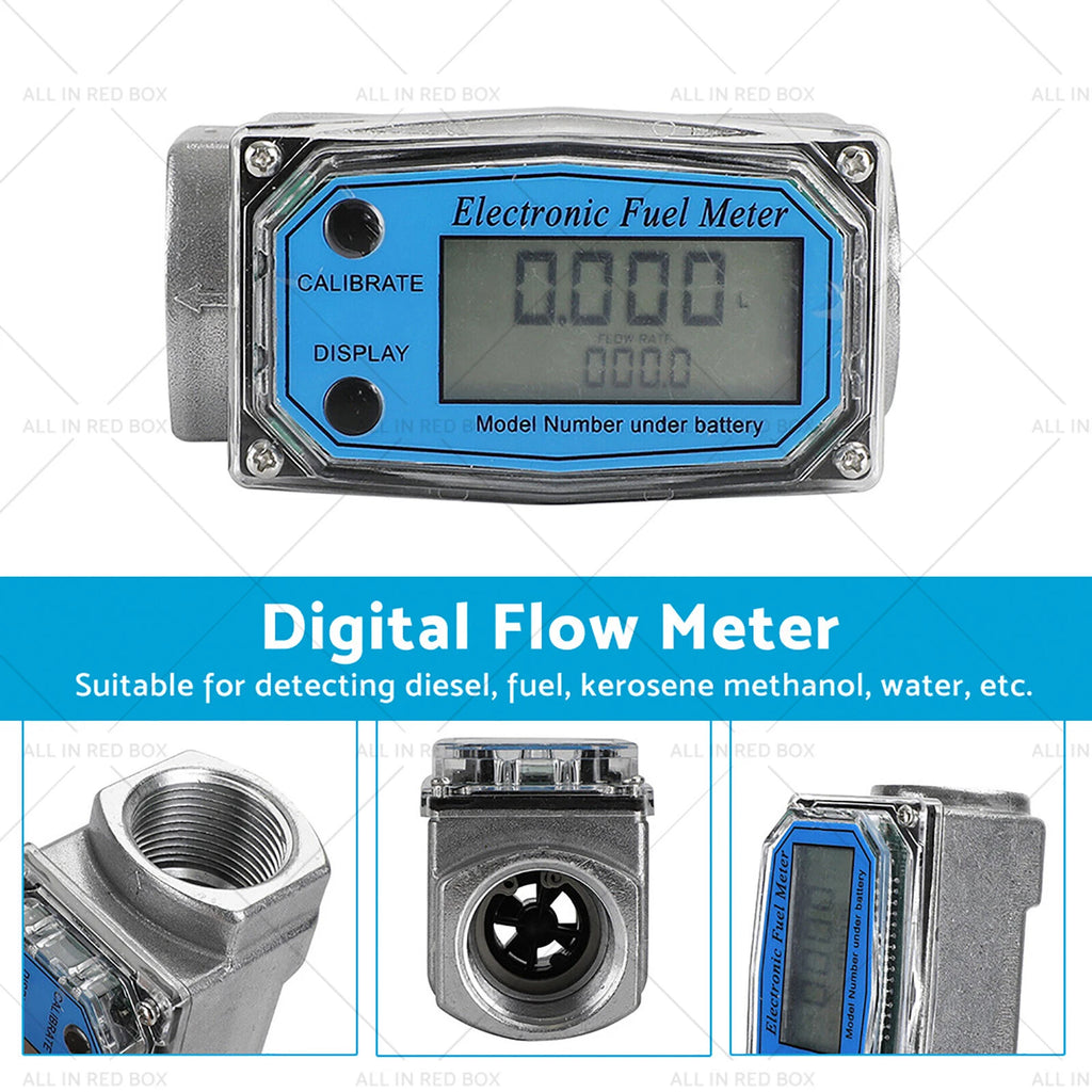 1 Inch Turbine Digital Flow Meter for Diesel Water Fuel (10-100 LPM)