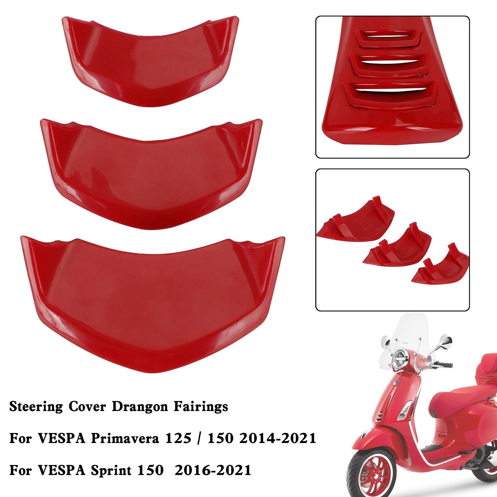 Front Decorative Horn Cover for Vespa Sprint Primavera 125/150 (2014–2021) Red