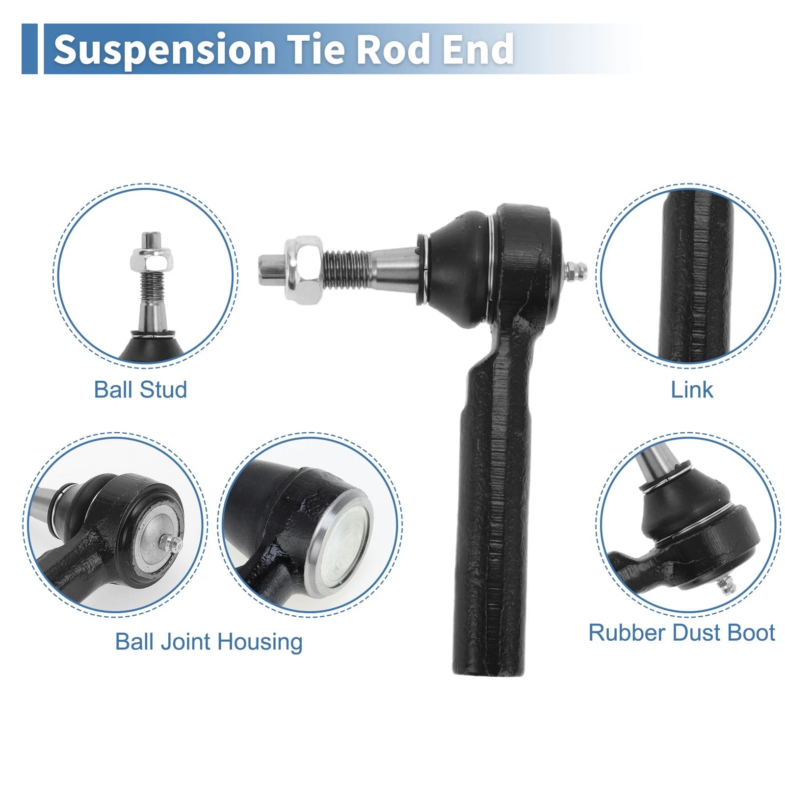 Set of 4 Front Inner Outer Tie Rod End Links for GMC Sierra 1500 (2007–2013) No. ES800223