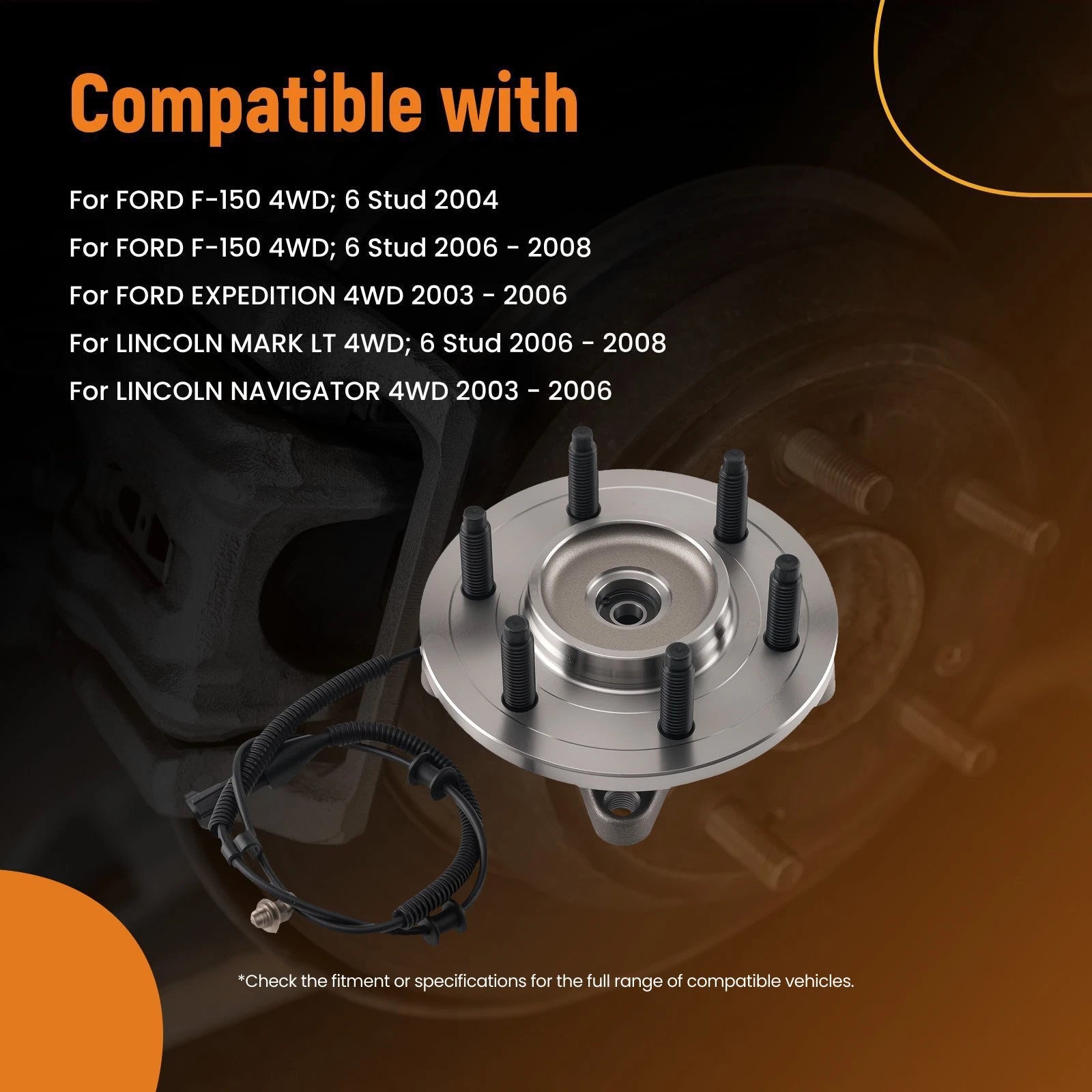 Front Wheel Hub Assembly for Ford F-150 4WD (2004–2008) 6 Stud (WH515079)