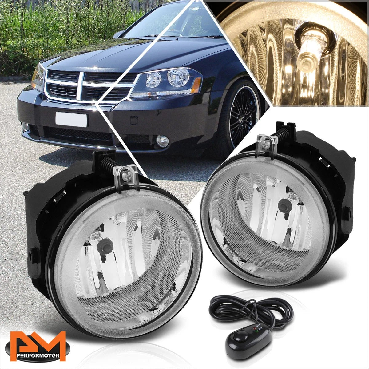 Clear Lens Fog Lights for Dodge Caliber/Challenger/Charger/Nitro (2006–2010)
