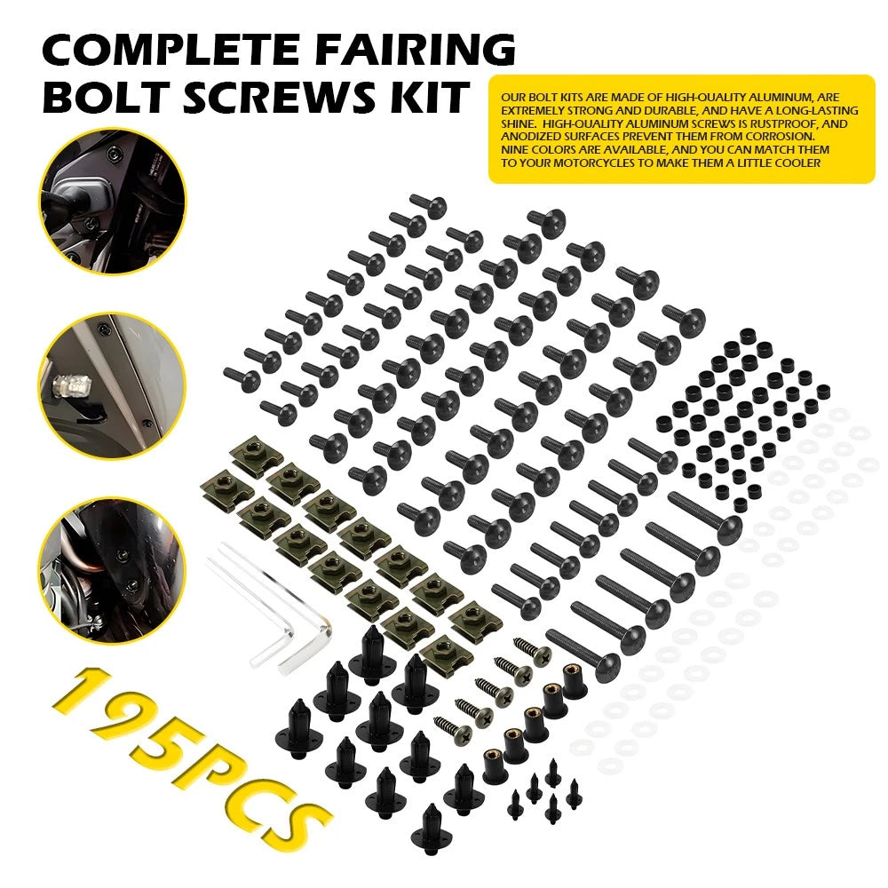 Complete Fairing Screws Bolt Kit for Suzuki GSX1300R SV650 GSXR600 GSXR750 (195x)