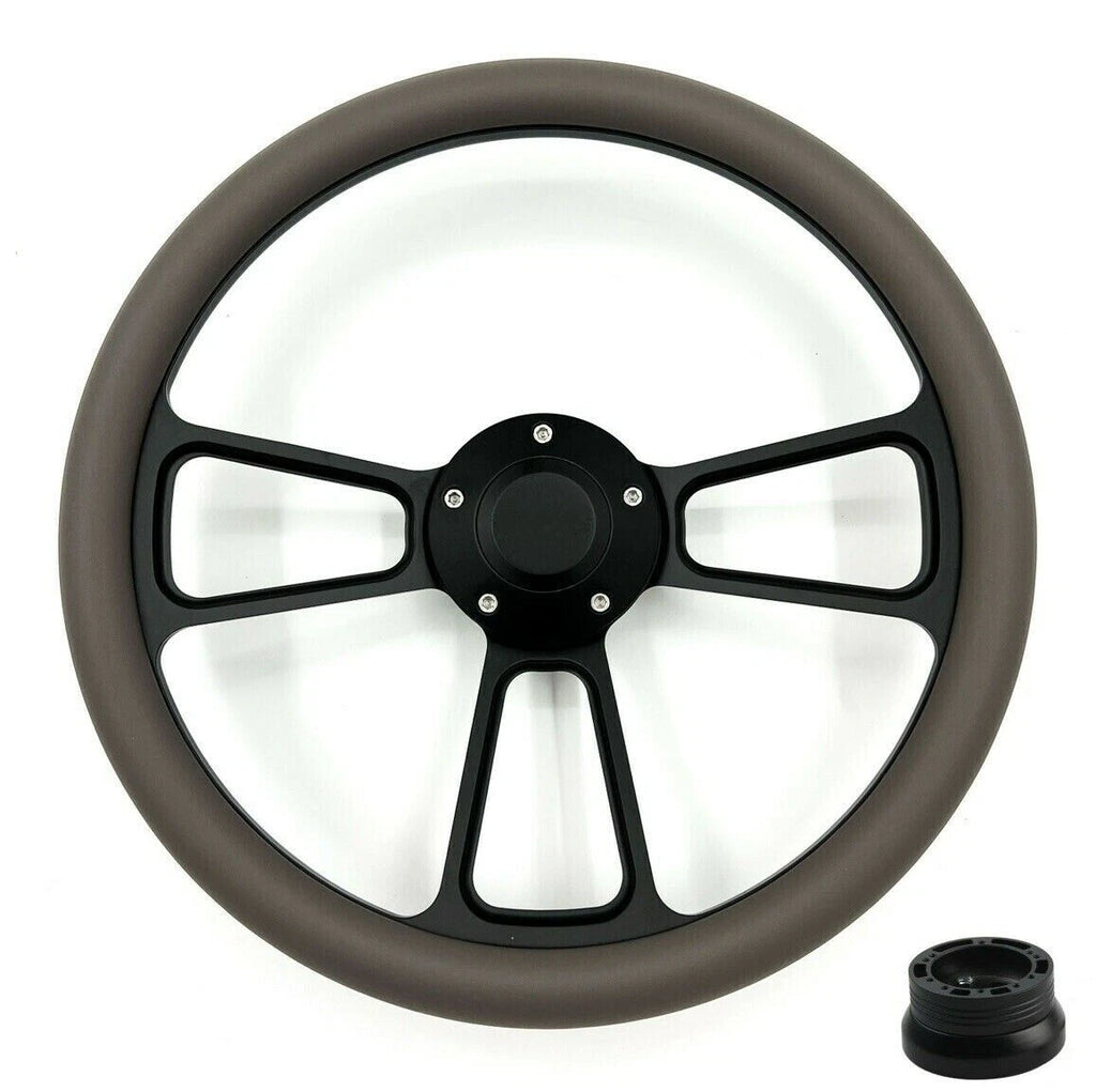 14 Inch Black Steering Wheel Replacement for Universal Cars (Fits Most)