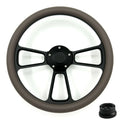 14 Inch Black Steering Wheel Replacement for Universal Cars (Fits Most)