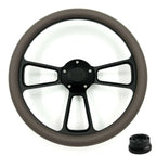 14 Inch Black Steering Wheel Replacement for Universal Cars (Fits Most)