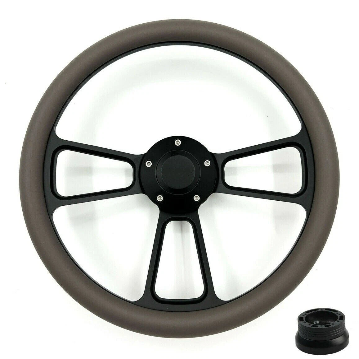 14 Inch Black Steering Wheel Replacement for Universal Cars (Fits Most)