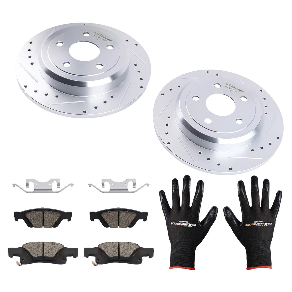 Set of 2 Rear Brake Rotors & Ceramic Pads Kit for Jeep Grand Cherokee (2011–2020) P-1498