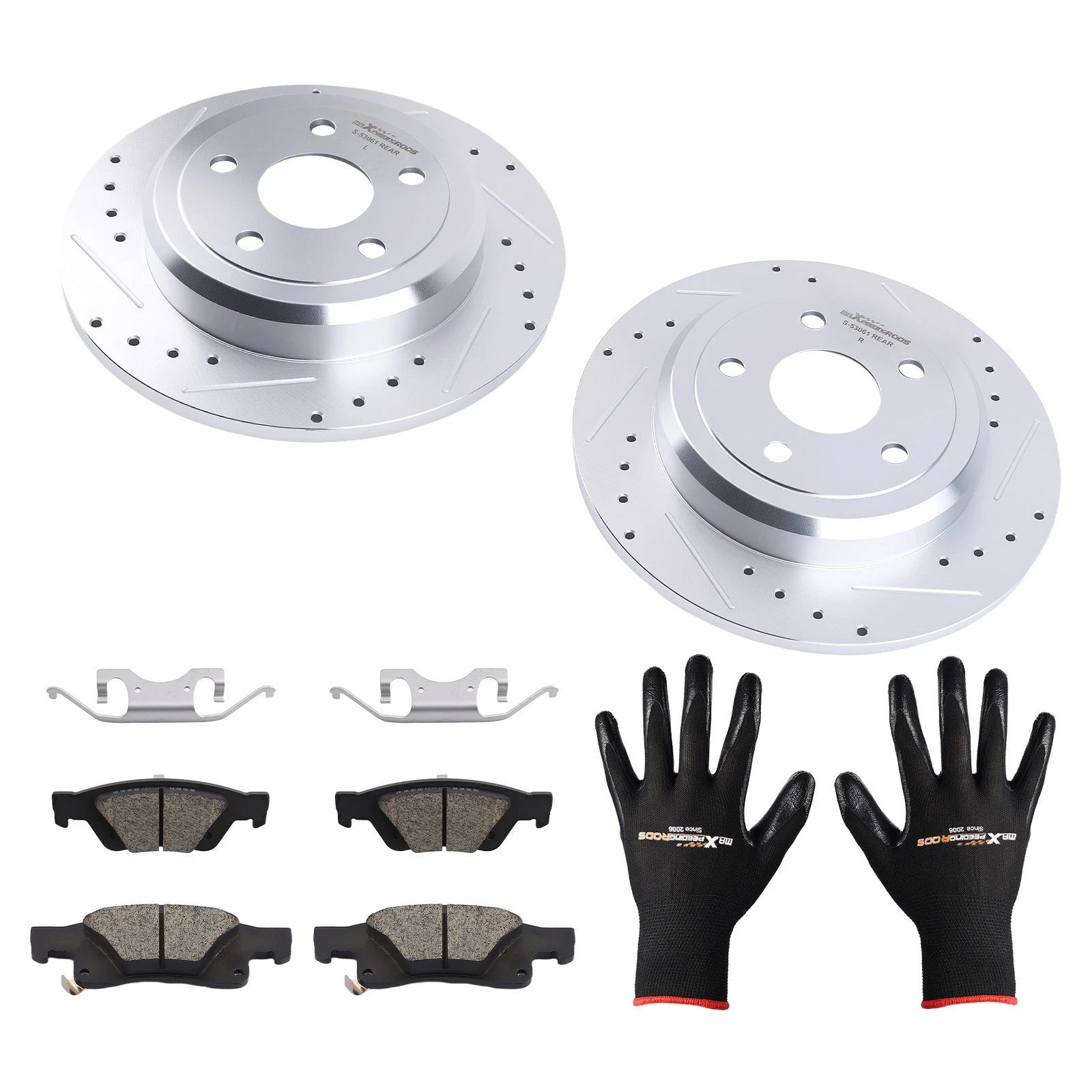 Set of 2 Rear Brake Rotors & Ceramic Pads Kit for Jeep Grand Cherokee (2011–2020) P-1498