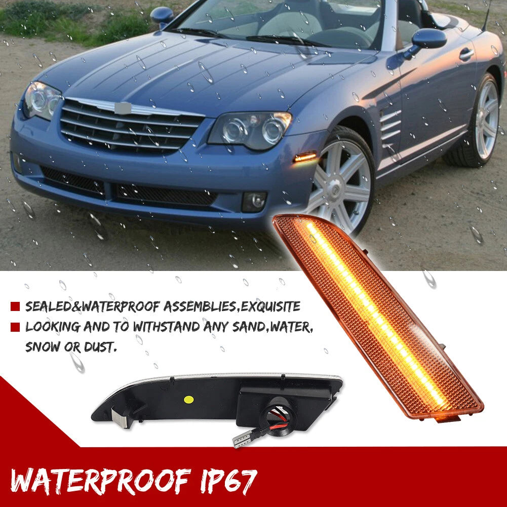 Clear Amber LED Front Side Marker Lights for Chrysler Crossfire (2004–2008)