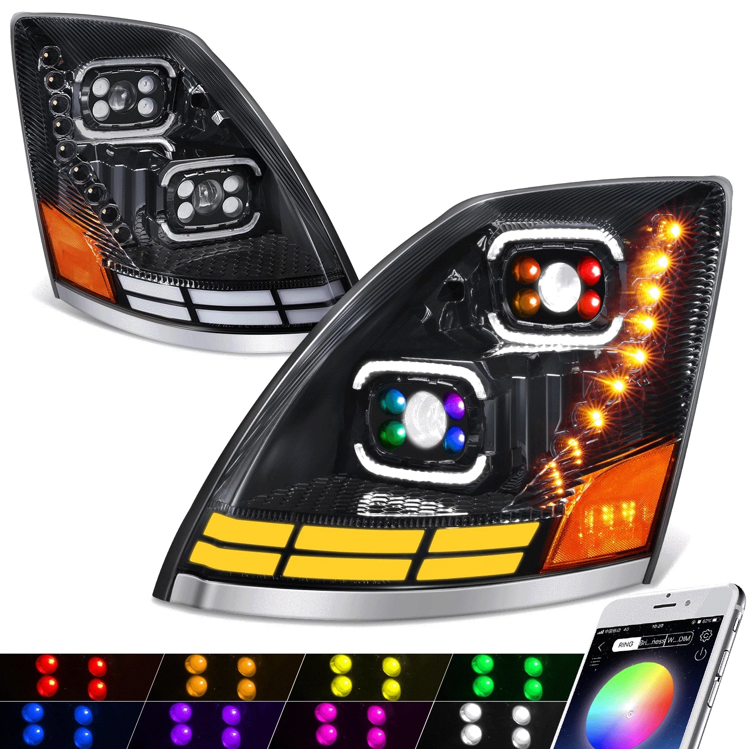 LED Reflector Headlights for Volvo VN/VNL 300/400/430/630/740 (2018–2024)