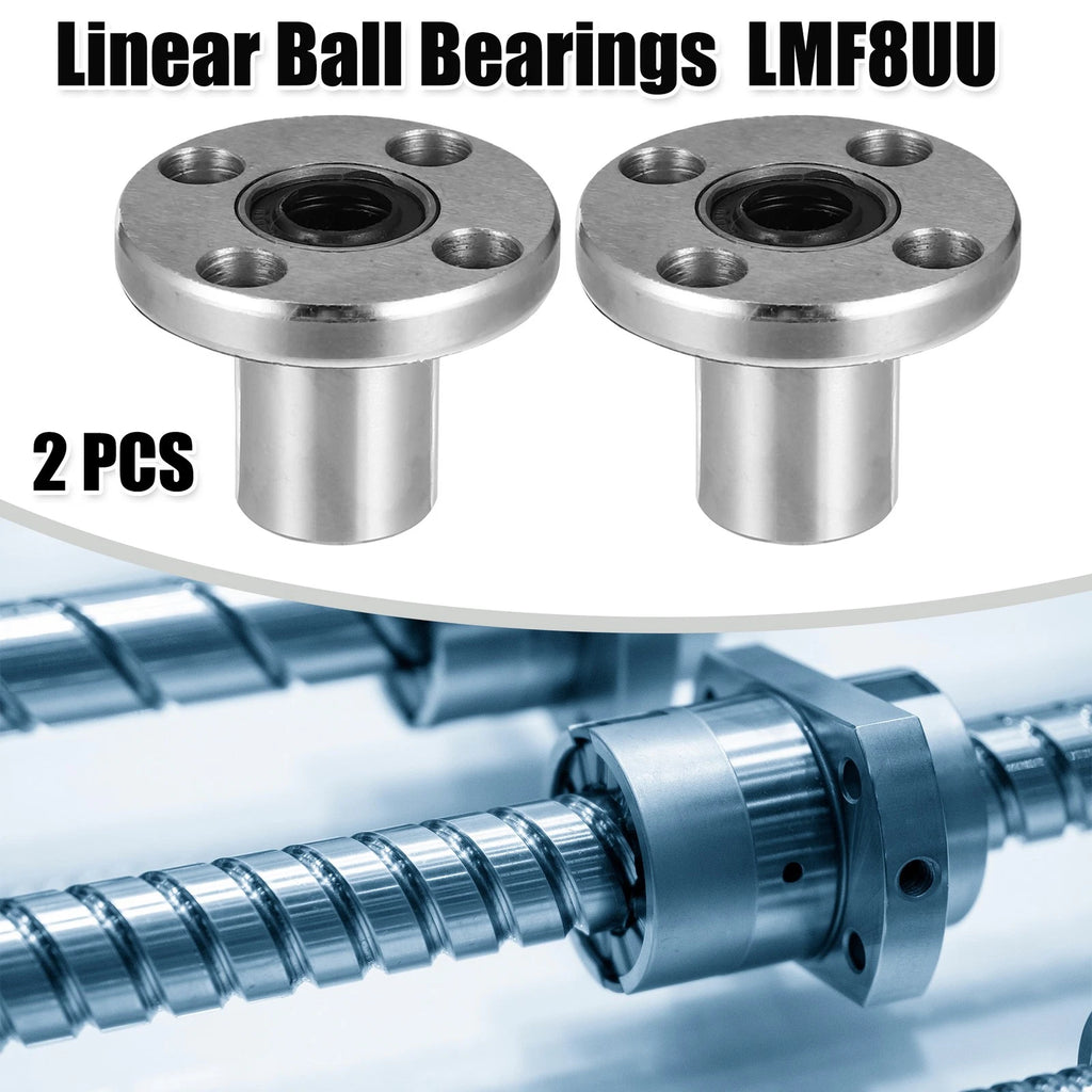 2 Pcs LMF8UU Linear Ball Bearings for Square Flange (8mm ID, 15mm OD)