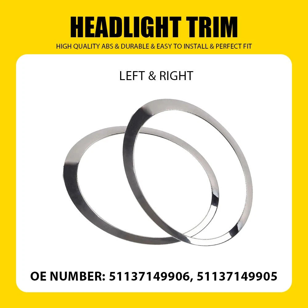 Set of 2 Headlight Bezel Trim for Mini Cooper R55 R56 R57 R58 R59 (2011–2015)