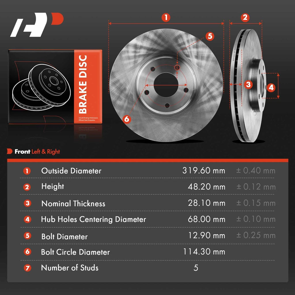 Front Disc Brake Rotors for Infiniti EX35 G35 M35 Nissan 350Z 370Z (2007–2015)