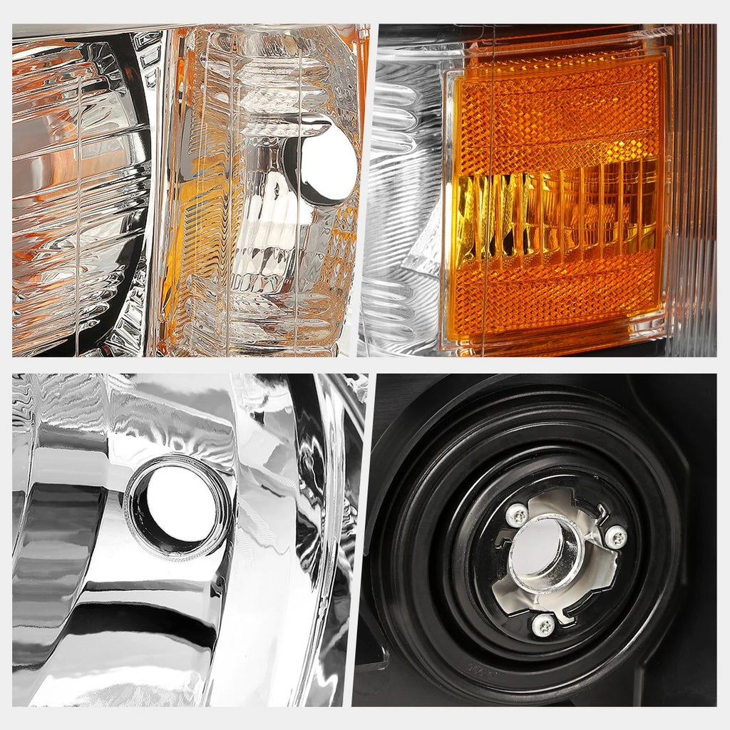 Headlight Replacement for Chevy Silverado (2007–2014) Chrome Housing Amber Corner