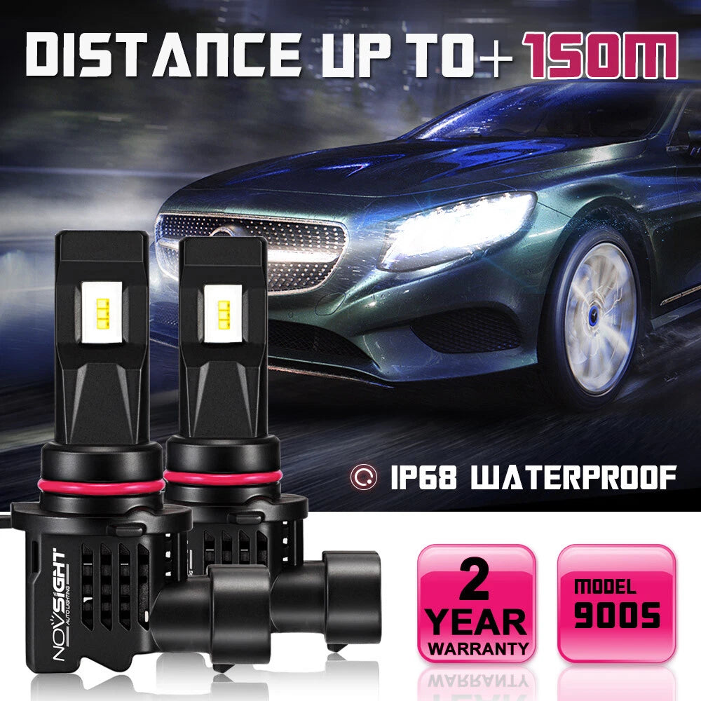 2X 9005 LED Headlight Bulb Kit for NOVSIGHT (55W 10000LM 6000K)