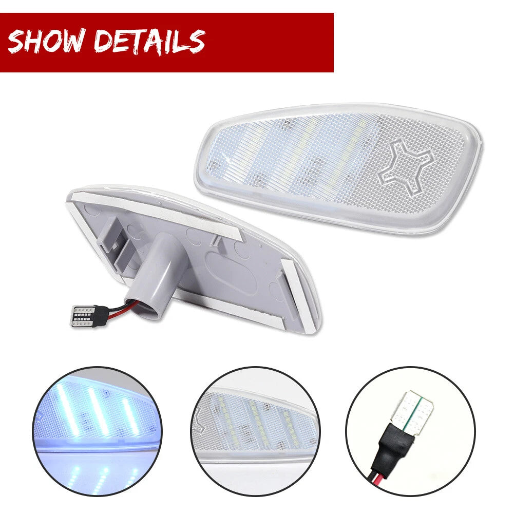2X Clear Lens Ice Blue LED Side Marker Lights for Jeep Renegade (2015–up)