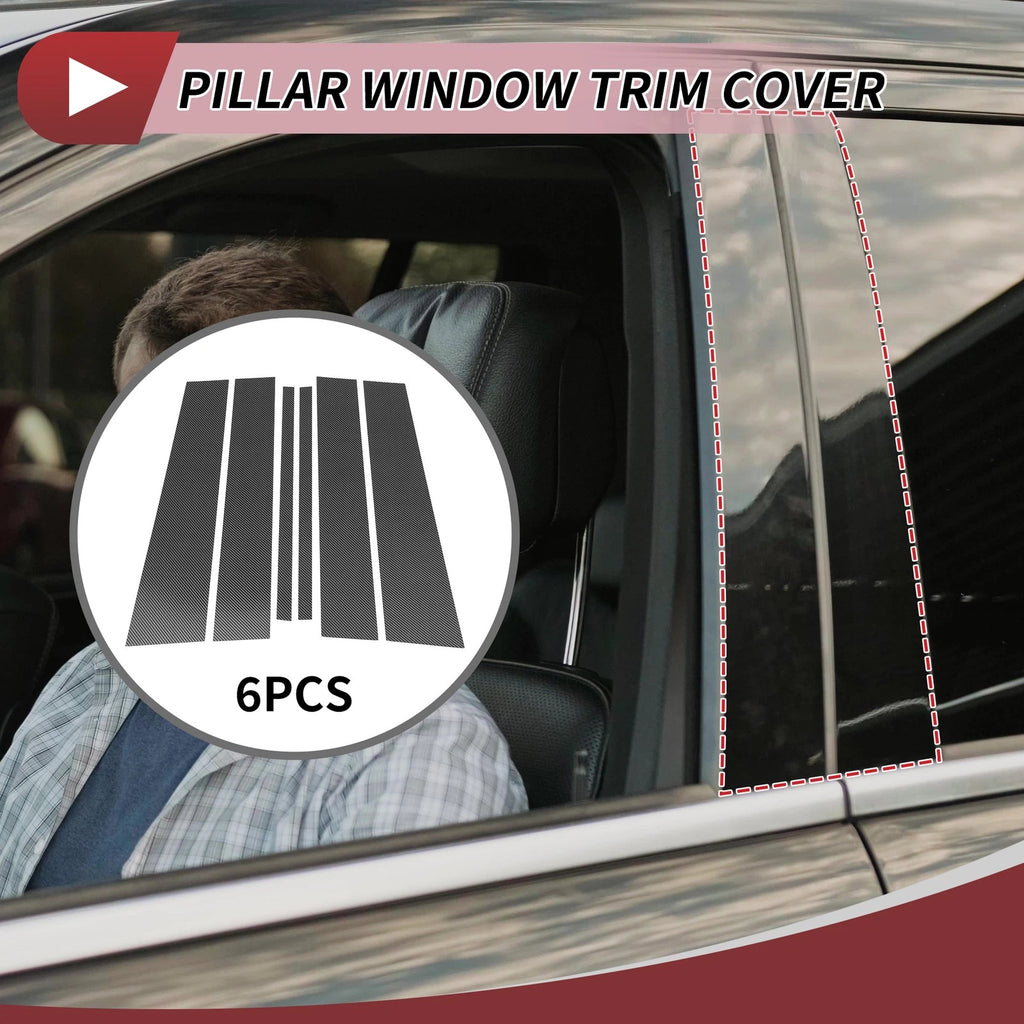 6 Pcs Door Pillar Window Trim for Nissan Armada (2004–2015) Carbon Fiber Black