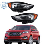 Set of 2 Black Headlights with LED DRL for Ford Edge (2019–2023)